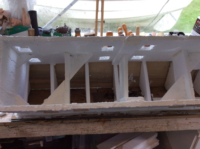 extra pieces of polystyrene added for strengthening